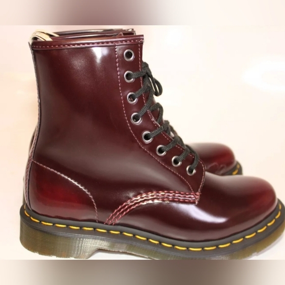 NWT Dr. Martens 1460 Lace Up Vegan 7 Cherry Red Combat Boots - Picture 10 of 12